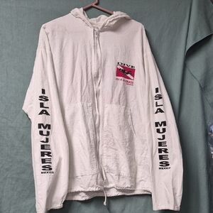 90's Isla Mujeres White Hoodie Sweater XXL